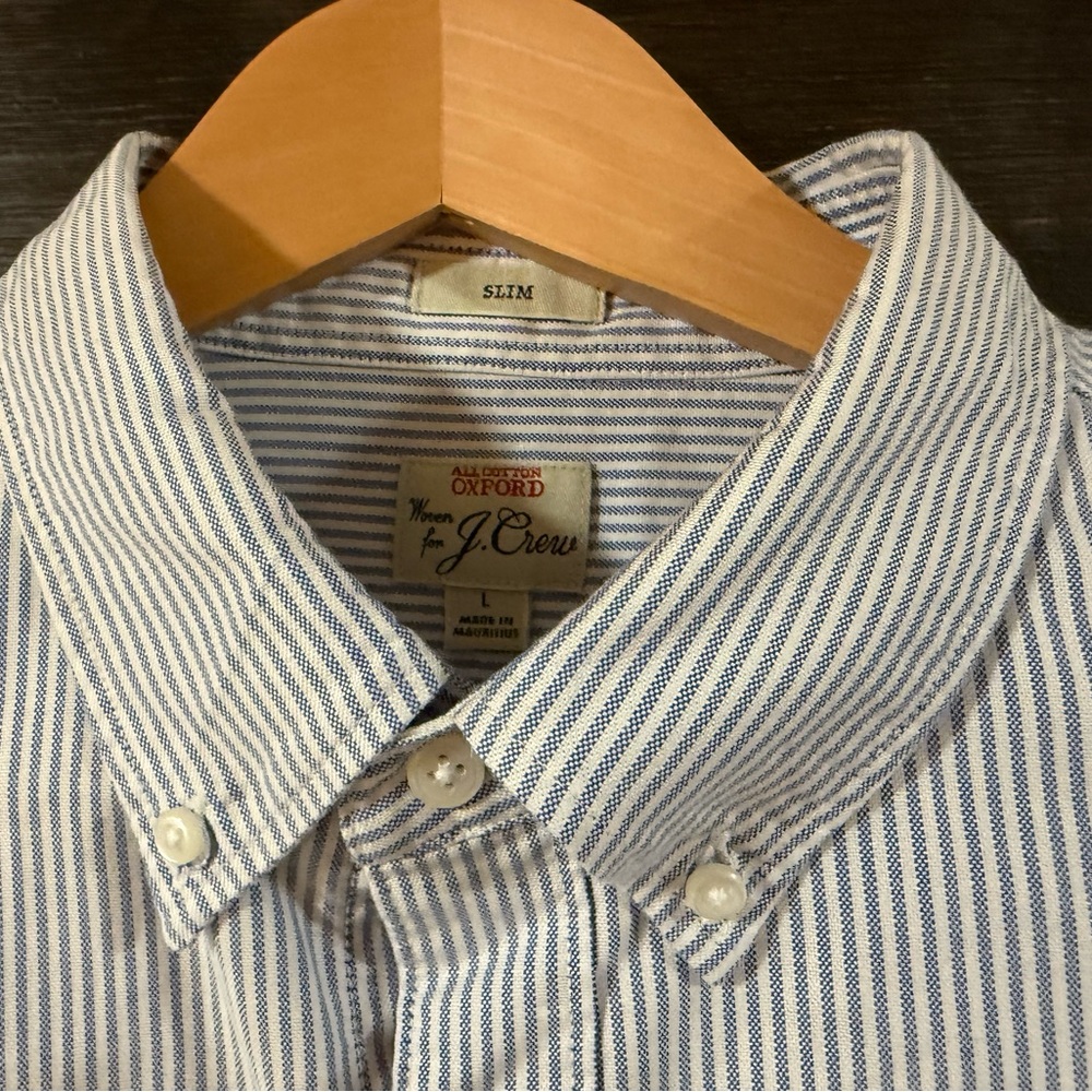 J. Crew Men's Oxford Cloth Button Down (OCDB) in blue stripe